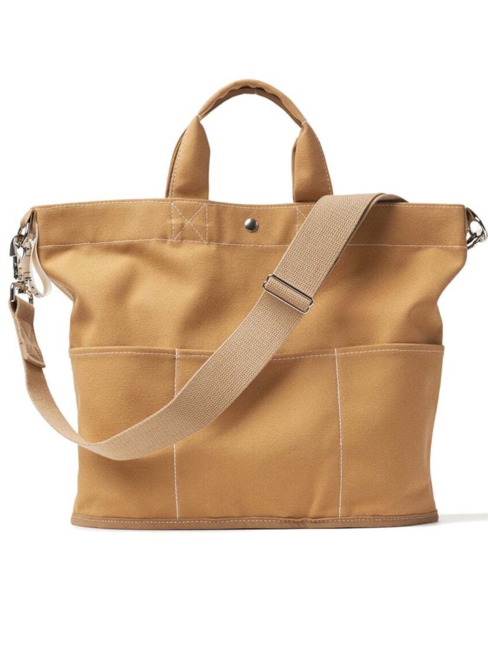 Utility Canvas Tote Messenger Bag- Tan - Picture 1 of 6
